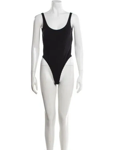 Pre-owned Donna Karan Scoop Neck Sleeveless Bodysuit In Black