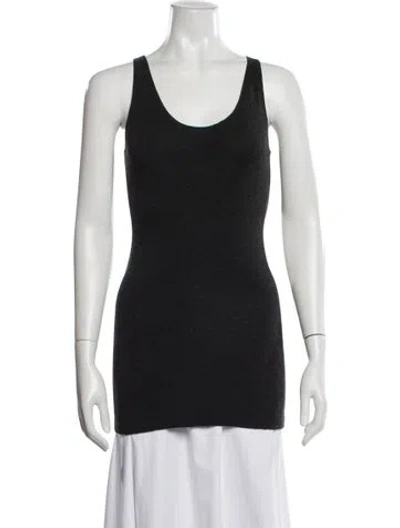 Pre-owned Donna Karan Scoop Neck Sleeveless Top In Black