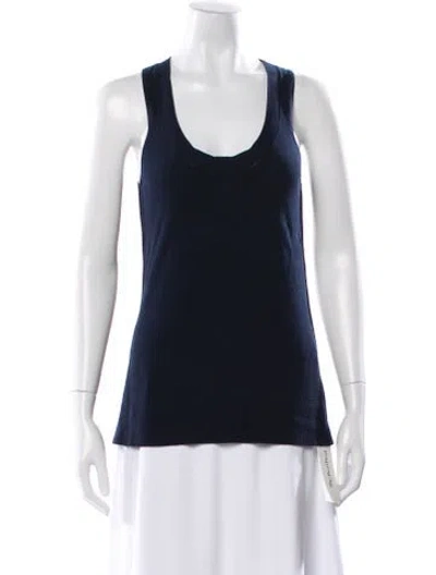 Pre-owned Donna Karan Scoop Neck Sleeveless Top In Blue