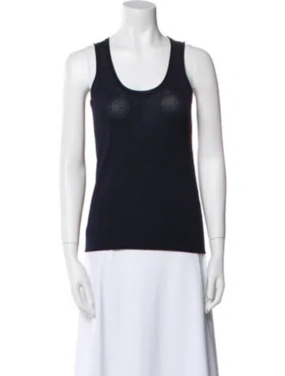 Pre-owned Donna Karan Scoop Neck Sleeveless Top In Blue