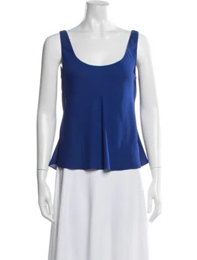 Pre-owned Donna Karan Scoop Neck Sleeveless Top In Blue