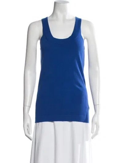 Pre-owned Donna Karan Scoop Neck Sleeveless Top In Blue