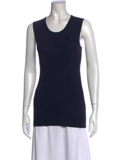 Pre-owned Donna Karan Scoop Neck Sleeveless Top In Blue