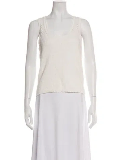 Pre-owned Donna Karan Scoop Neck Sleeveless Top In Neutrals