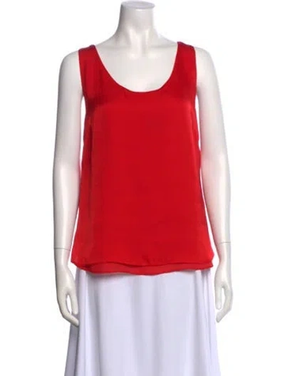 Pre-owned Donna Karan Scoop Neck Sleeveless Top In Red