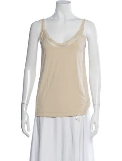 Pre-owned Donna Karan Scoop Neck Sleeveless Top In White
