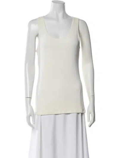 Pre-owned Donna Karan Scoop Neck Sleeveless Top In White