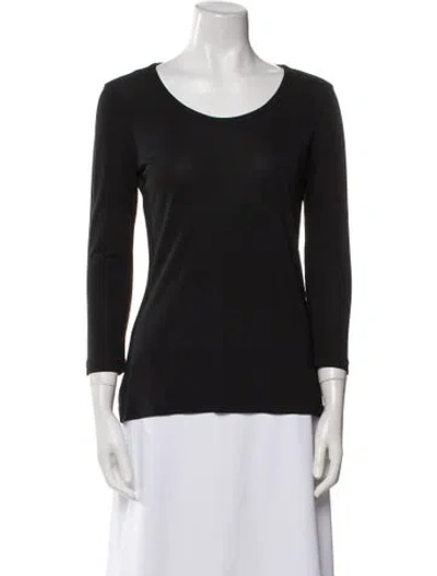 Pre-owned Donna Karan Scoop Neck Three-quarter Sleeve Sweatshirt In Black