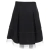 Donna Karan Scuba Pleated Tulle Mesh Trim A-line Skirt In Black