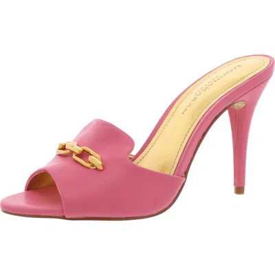 Donna Karan Senna Womens Faux Leather Chain Mule Sandals In Rose Quartz