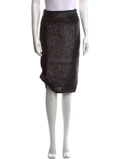 Pre-owned Donna Karan Sequin Embellishments Knee-length Skirt In Black
