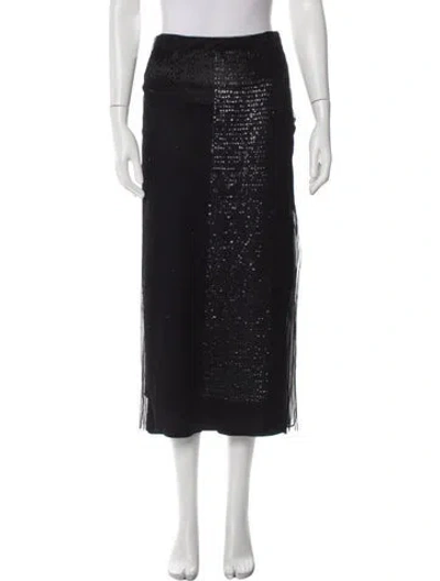 Pre-owned Donna Karan Sequin Embellishments Midi Length Skirt In Black