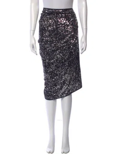 Pre-owned Donna Karan Sequin Embellishments Midi Length Skirt W/ Tags In Black