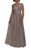 Donna Karan Sequin Embroidery Detail A-line Gown In Sisal