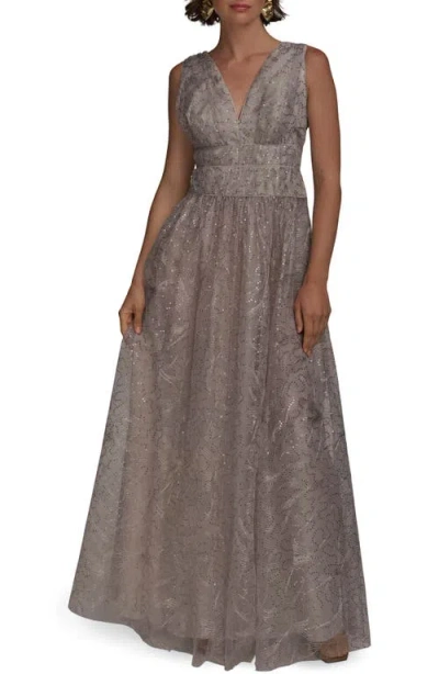 Donna Karan Sequin Embroidery Detail A-line Gown In Sisal