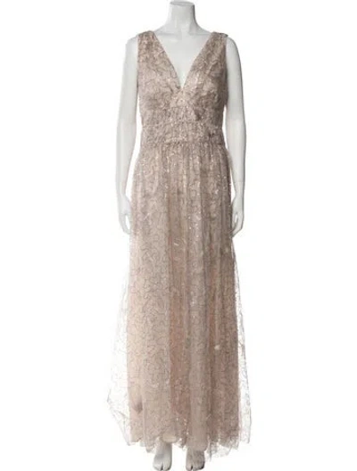 Pre-owned Donna Karan Sequin Long Dress W/ Tags In Neutral