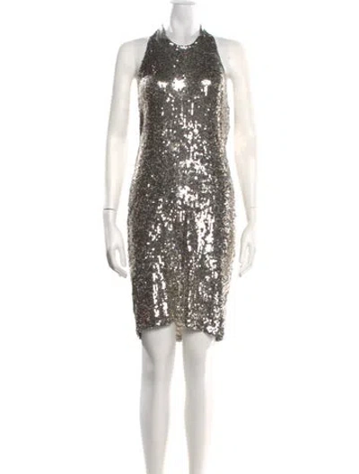 Pre-owned Donna Karan Sequin Mini Dress In Metallic