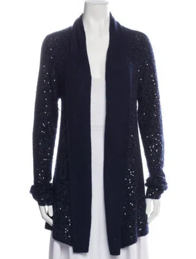 Pre-owned Donna Karan Sequin Patterned Sweater In Blue
