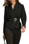 Donna Karan New York Shawl Collar Belted Blazer In Black