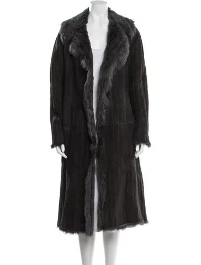 Pre-owned Donna Karan Shearling Coat In Black