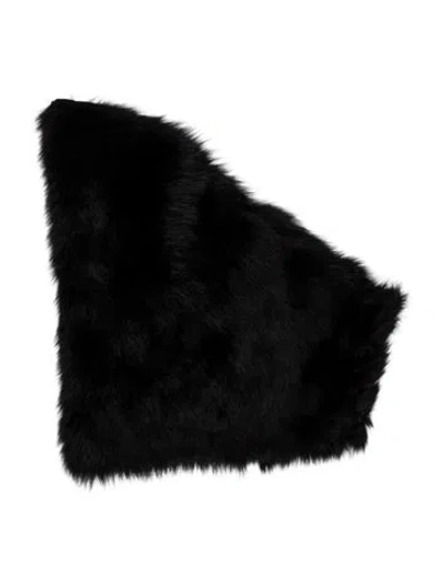 Pre-owned Donna Karan Shearling Crew Neck Top In Black