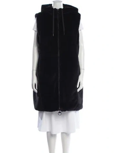Pre-owned Donna Karan Shearling Faux Fur Coat In Black