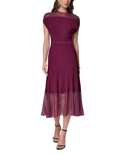 Donna Karan Sheer Panel Mock Neck Midi Sweater Dress In Red