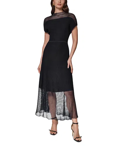 Donna Karan Sheer Panel Mock Neck Midi Sweater Dress In Black