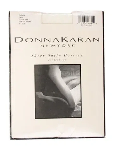 Pre-owned Donna Karan Sheer Satin Stockings In White