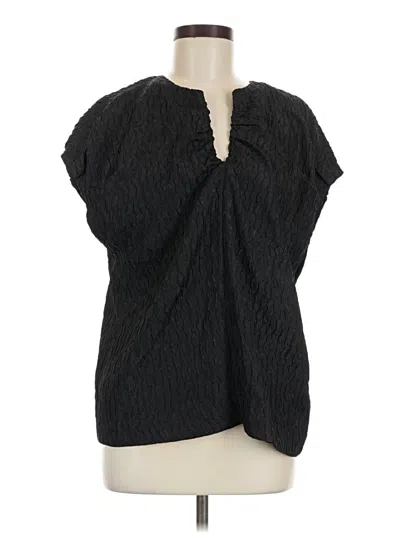 Pre-owned Donna Karan Short Sleeve Blouse In Black