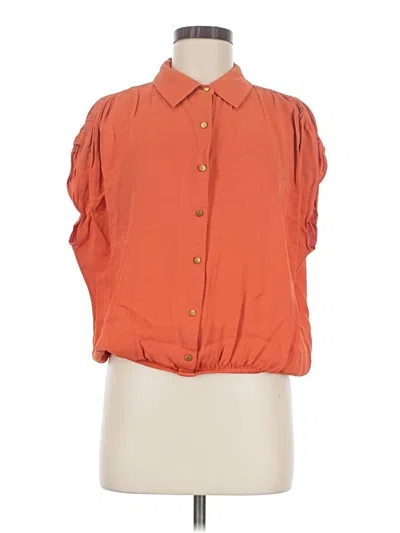 Pre-owned Donna Karan Short Sleeve Blouse In Orange