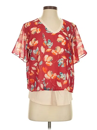 Pre-owned Donna Karan Short Sleeve Blouse In Red