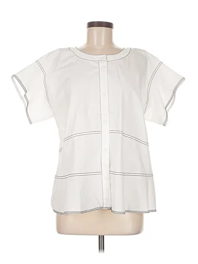 Pre-owned Donna Karan Short Sleeve Blouse In White