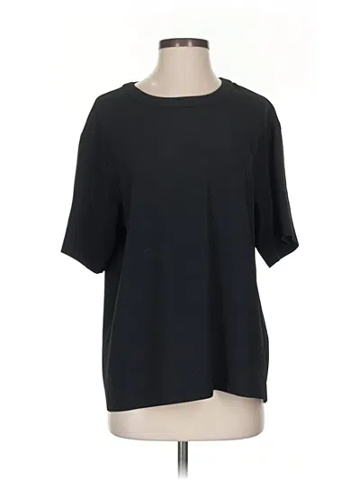Pre-owned Donna Karan Short Sleeve Top Black Crew Neck Tops