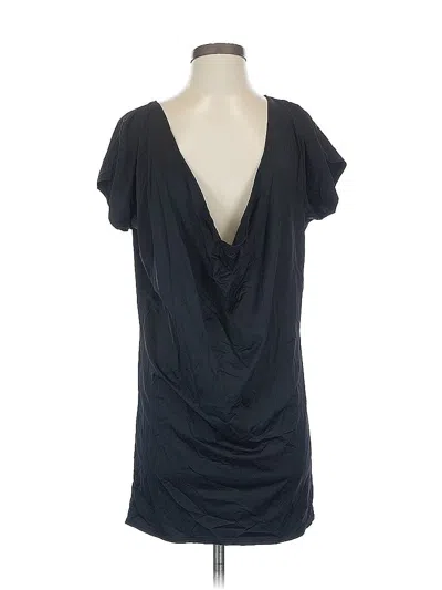 Pre-owned Donna Karan Short Sleeve Top Black Plunge Neckline Tops