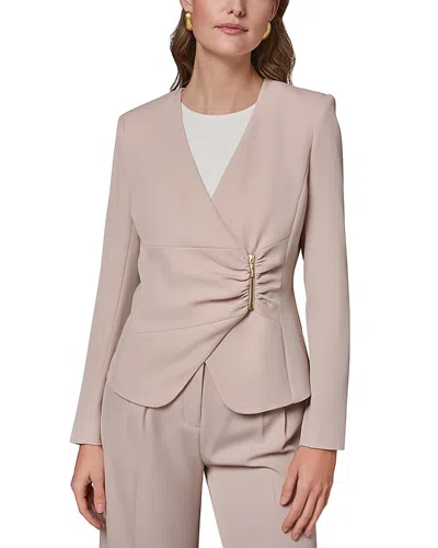 Donna Karan Side Ruched Zipper Blazer In Pink