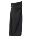 Donna Karan Signature Asymmetric Zip Midi Skirt In Black Wool In Black