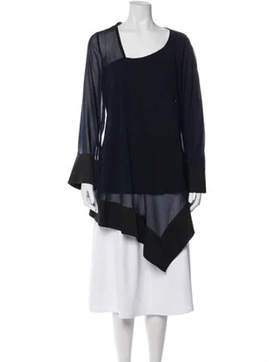 Pre-owned Donna Karan Silk Asymmetrical Top In Blue