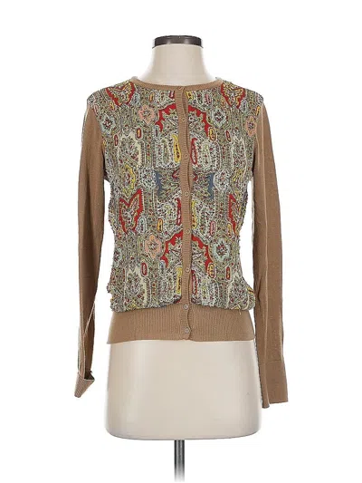 Pre-owned Donna Karan Silk Cardigan Sweater In Brown