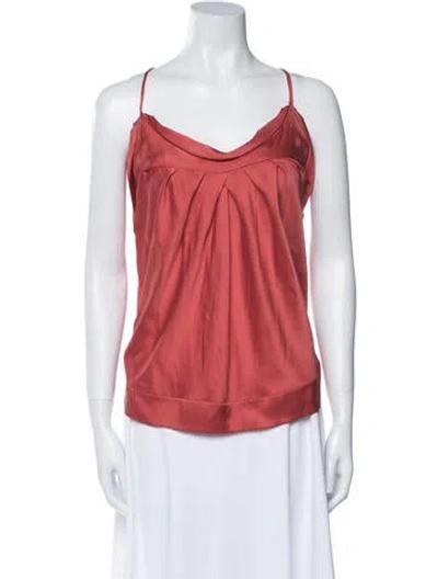 Pre-owned Donna Karan Silk Cowl Neck Top In Red
