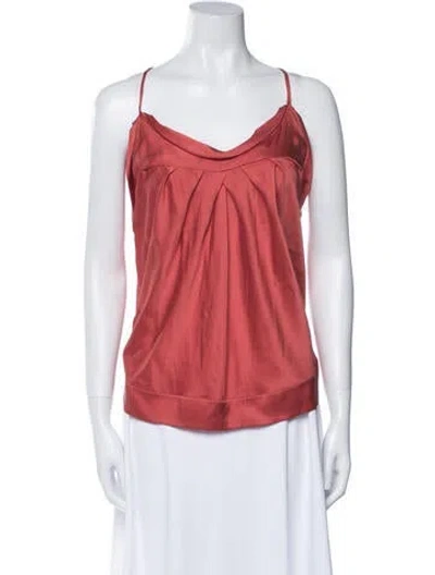 Pre-owned Donna Karan Silk Cowl Neck Top In Red