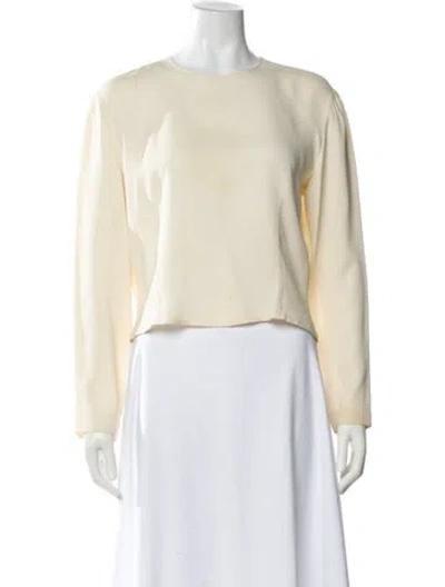 Pre-owned Donna Karan Silk Crew Neck Blouse In Neutral