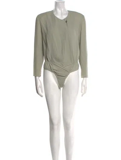 Pre-owned Donna Karan Silk Crew Neck Bodysuit In Green
