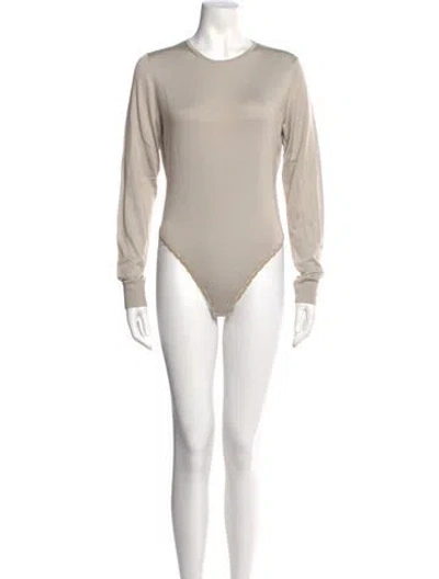 Pre-owned Donna Karan Silk Crew Neck Bodysuit In Neutral