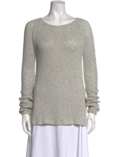 Pre-owned Donna Karan Silk Crew Neck Sweater In Gray