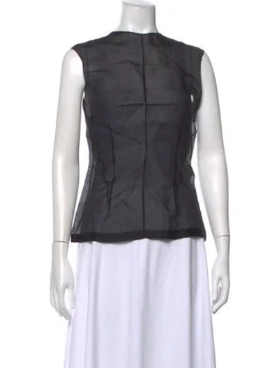 Pre-owned Donna Karan Silk Crew Neck Top In Black