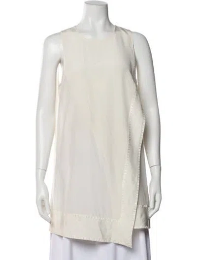 Pre-owned Donna Karan Silk Crew Neck Top In Neutral