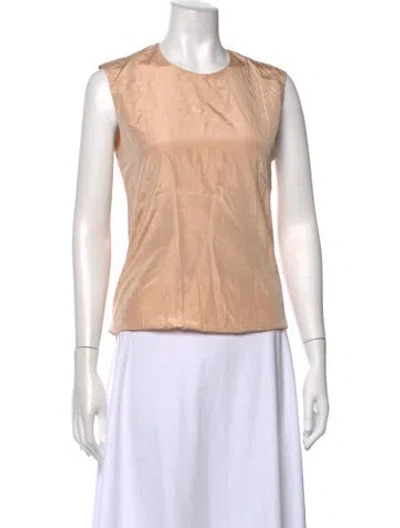 Pre-owned Donna Karan Silk Crew Neck Top In Pink