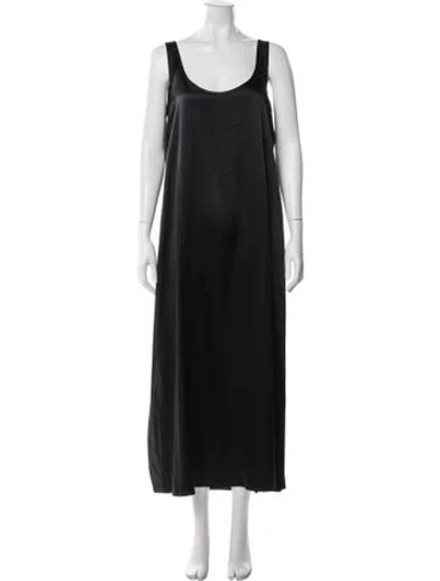 Pre-owned Donna Karan Silk Cutout Accent Nightgown In Black