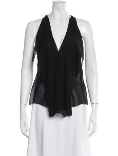 Pre-owned Donna Karan Silk Halterneck Top In Black